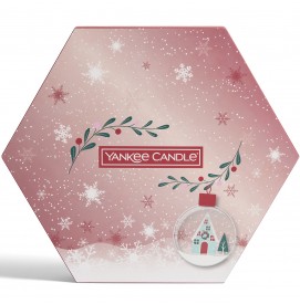 Geschenkset 18x Teelicht & 1 Halter Weihnachten Snow Globe Wonderland