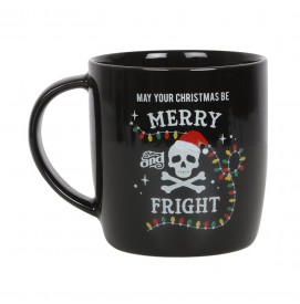 Merry and Fright Christmas Skull Mug Tasse