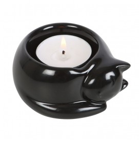 Black Cat Teelichthalter aus Keramik