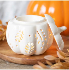 Herbst Kürbis Creme-Weiß Duftlampe aus Keramik