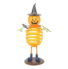 Orangefarbener Kürbis Mann aus Metall mit federndem Körper Halloween