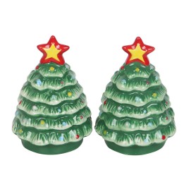 Nostalgische Weihnachtsbäume Salz- und Pfefferstreuer aus Keramik