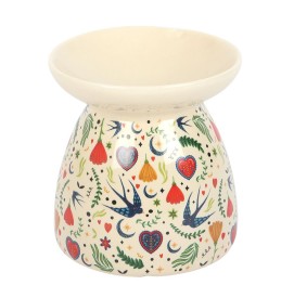 Cremefarbene Duftlampe mit Midnight Bloom Motiv