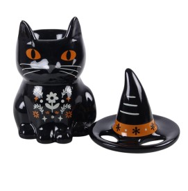 Frightful Folk Black Cat schwarze Katze Halloween Duftlampe aus Keramik
